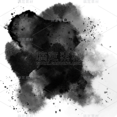黑白水墨元素贴纸