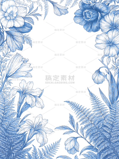 植物系列复古风手绘纹理植物插画