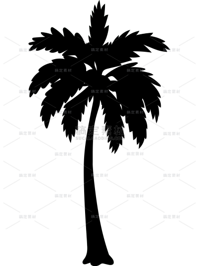 通用剪影风单色夏季椰子树图标贴纸元素素材