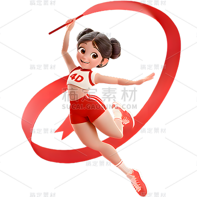 巴黎奥运会3D运动人物元素素材-体操