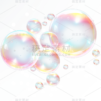通用彩色透明气泡冒泡元素贴纸