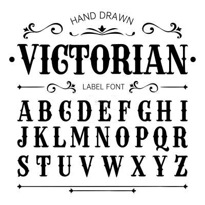 艺术字系列插画风欧式花边英文字母组合（td）