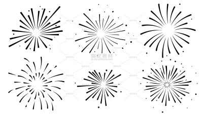 装饰系列简约新年烟花元素组合（td）