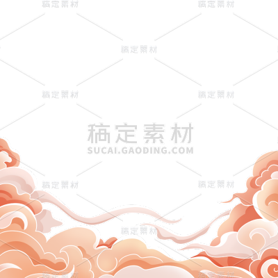 中国风通用半包国潮黄色祥云边框元素素材
