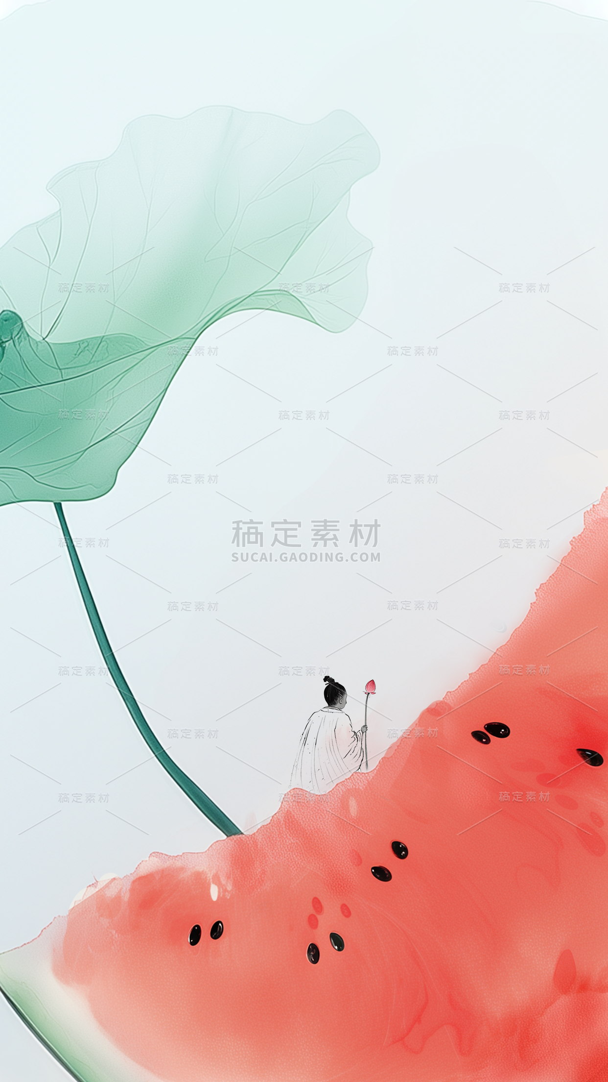 果蔬系列通用新国风水墨水果背景素材