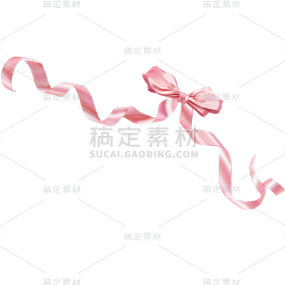 装饰系列粉色金色实景-长丝带蝴蝶结通用元素素材