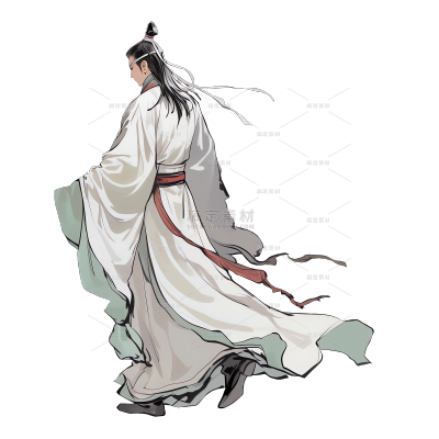 端午节国风水墨古装人物元素