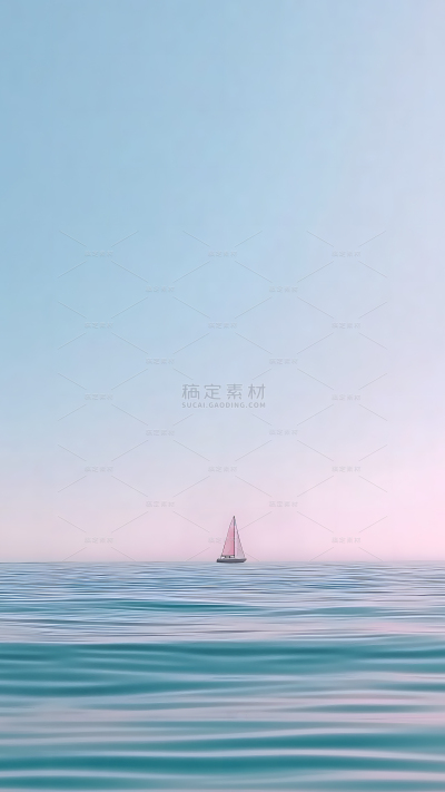 风光系列唯美感海平面天空帆船