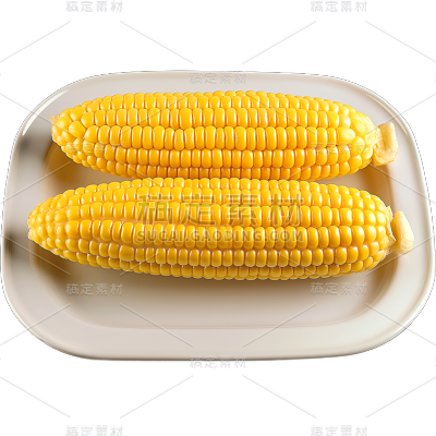 果蔬通用-写实装有玉米的盘子