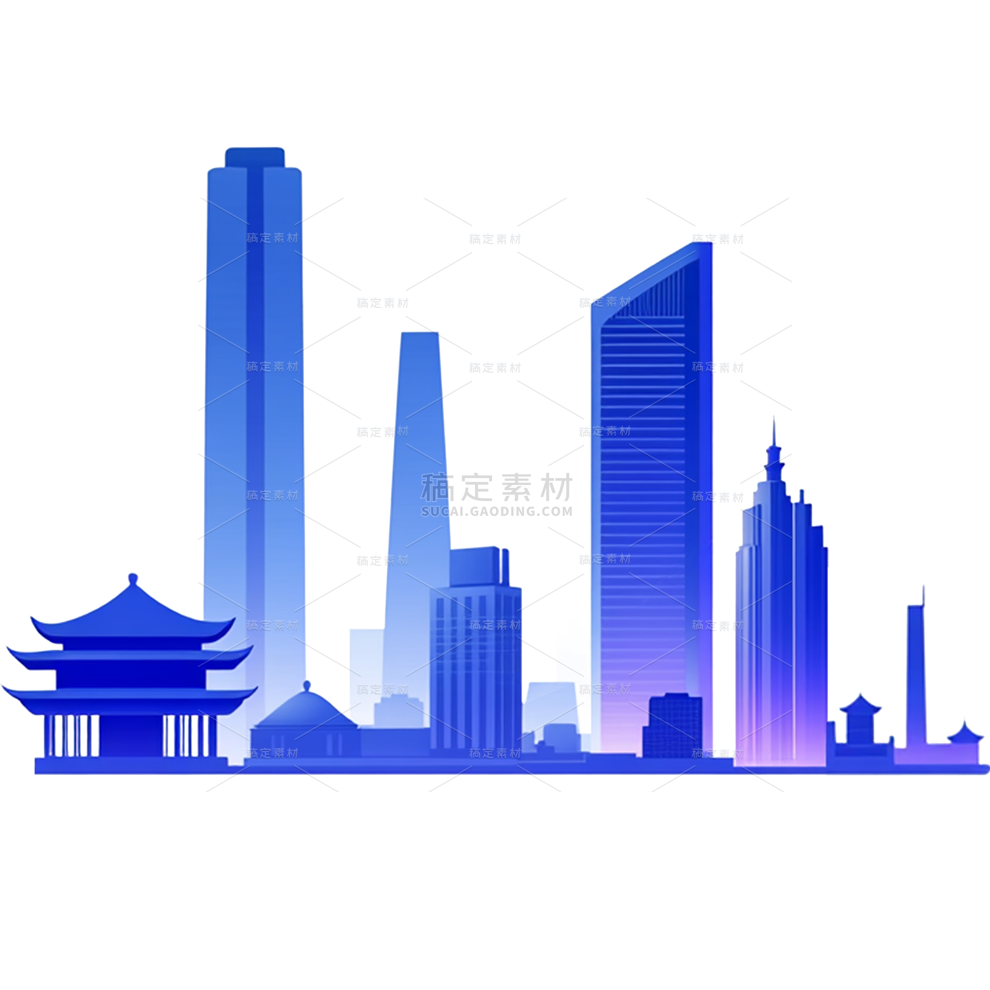 建筑系列通用扁平城市地标元素贴纸