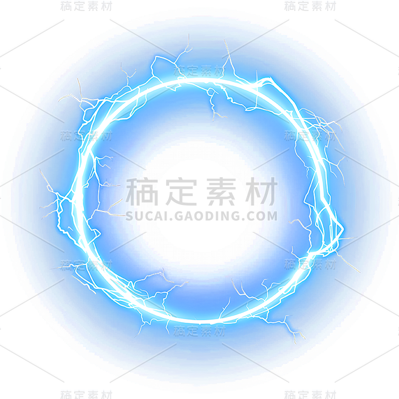 气象系列AI插画发光闪电+球蓝色系