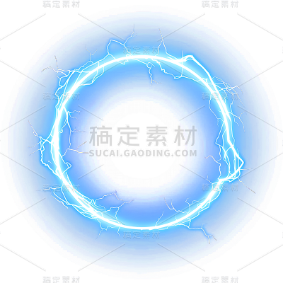 气象系列AI插画发光闪电+球蓝色系
