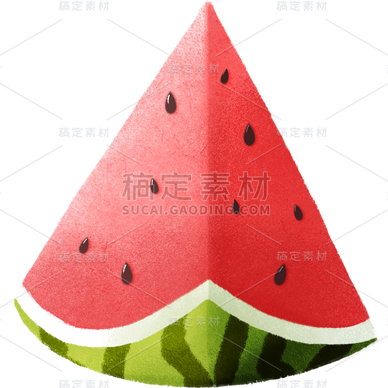 夏季扁平风通用西瓜切件元素素材