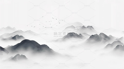 中国风通用墨色古风山水背景场景图片素材