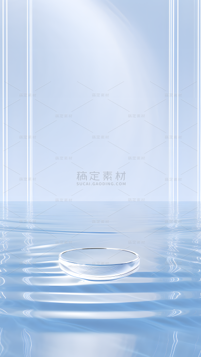 通用电商简约透明玻璃感水面展台场景背景