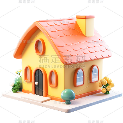 彩色房子元素物品贴纸