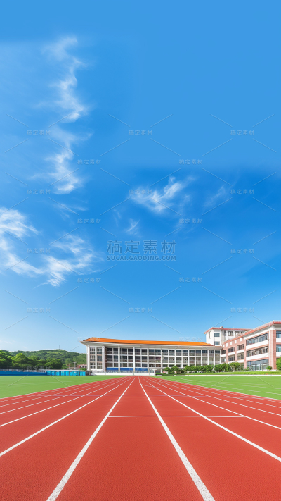建筑系列学校操场跑道实景图