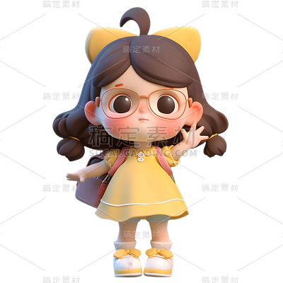 通用3D卡通感可爱小女孩儿童人物贴纸
