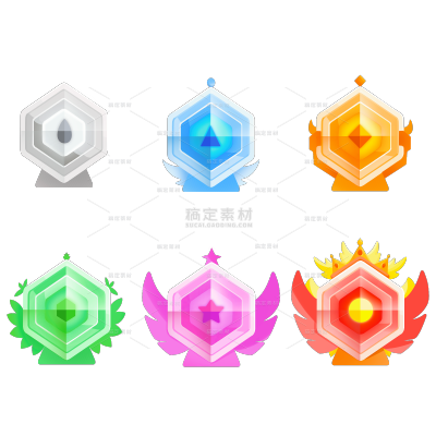表彰系列发光立体感成就等级徽章图标贴纸