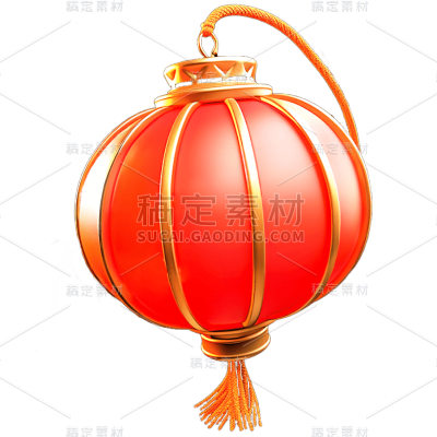 3D风红色灯笼贴纸