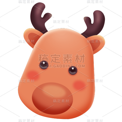圣诞节平安夜气笔伪3D麋鹿元素