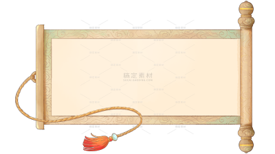 中国风系列插画风中式流苏飘带卷轴