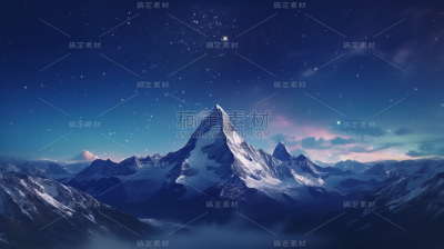 夜空山峰自然风景