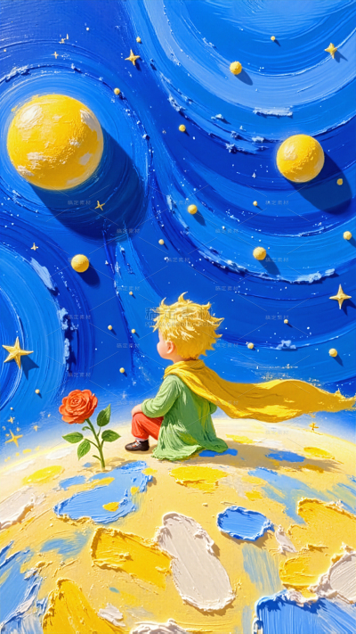 儿童节梦幻油画风孩子星球宇宙场景背景
