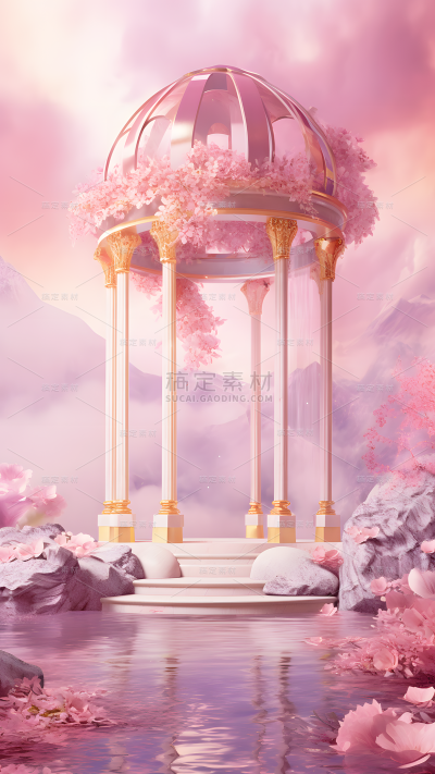 情人节白色情人节520浪漫感3D建筑场景图片素材