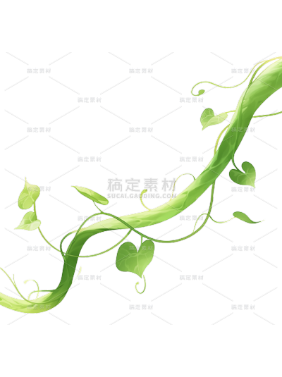 植物系列插画风弯曲缠绕叶子藤蔓元素