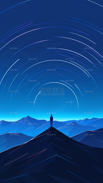 风光系列合成-长曝光星空剪影通用背景素材