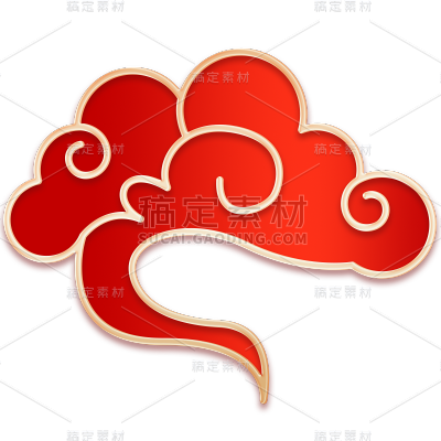 中国风红色金边国潮祥云元素素材