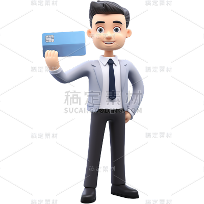 通用3D立体银行保险销售金融人物贴纸