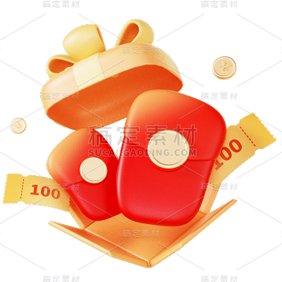 3D立体C4D电商大促红包礼盒元素素材
