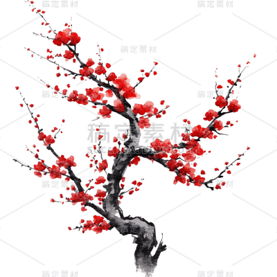 中国风水墨国画梅花