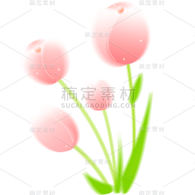 植物通用弥散风郁金香花朵元素素材