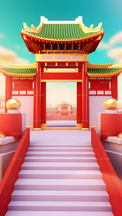 双11双十一电商活动促销3D中国风中式场景背景