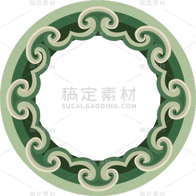 通用-中国风花纹圆环细边贴纸几何系列