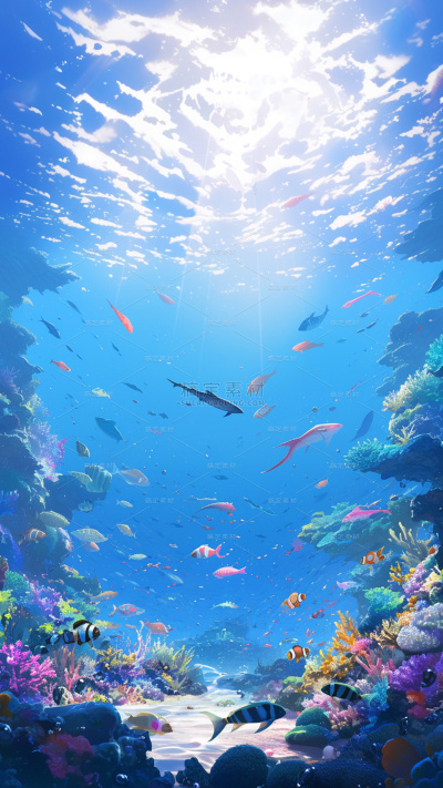风光系列梦幻感海底世界插画