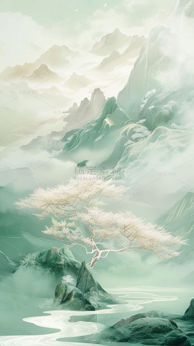 中国风通用鎏金水墨山水背景图片素材