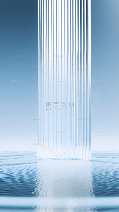 通用电商简约透明玻璃感水面展台场景背景