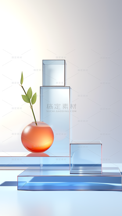 电商通用活动促销玻璃几何展台背景