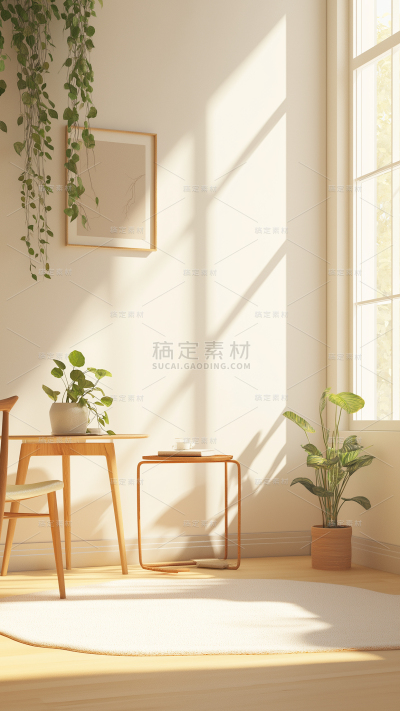 家居系列-通用-写实窗边一角+植物光影图片