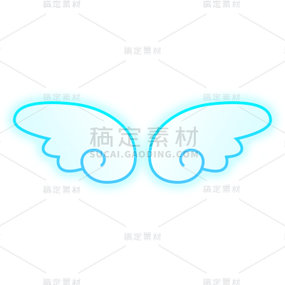 装饰通用卡通发光线条小翅膀元素素材