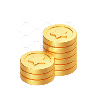 促销系列金币序列3D金属感金币堆叠元素