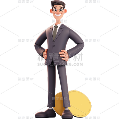 通用软3D立体银行保险销售金融人物贴纸
