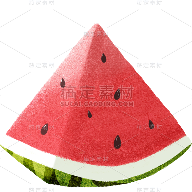 夏季扁平风通用西瓜切件元素素材