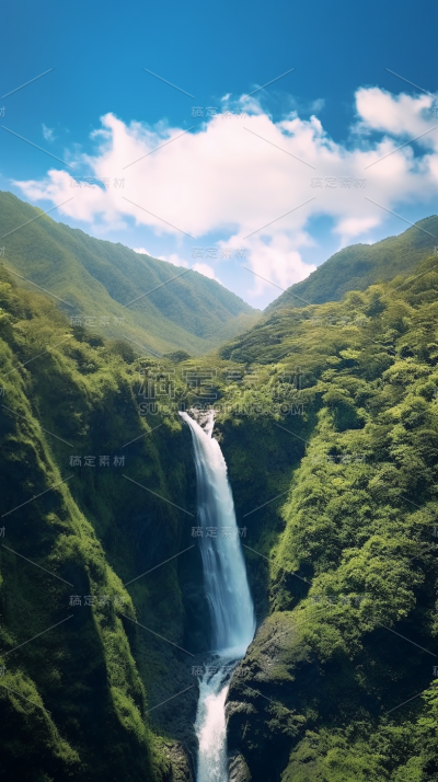 瀑布悬崖山川山脉风景
