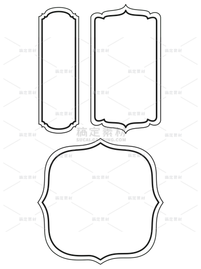 边框通用简约风线条套系贴纸元素素材
