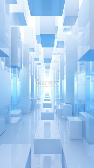 3D立体三维空间蓝色背景